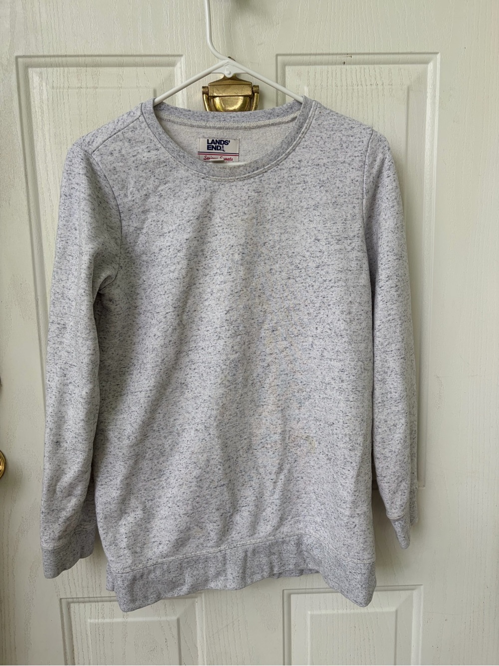 Lands' End Light Heather Gray Crewneck Sweater
